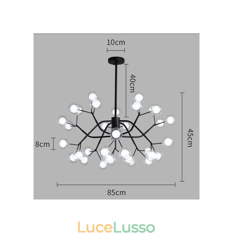 Lampadario a forma di fagiolo magico in stile nordico, piccolo lampadario a forma di palla di vetro trasparente e trasparente
