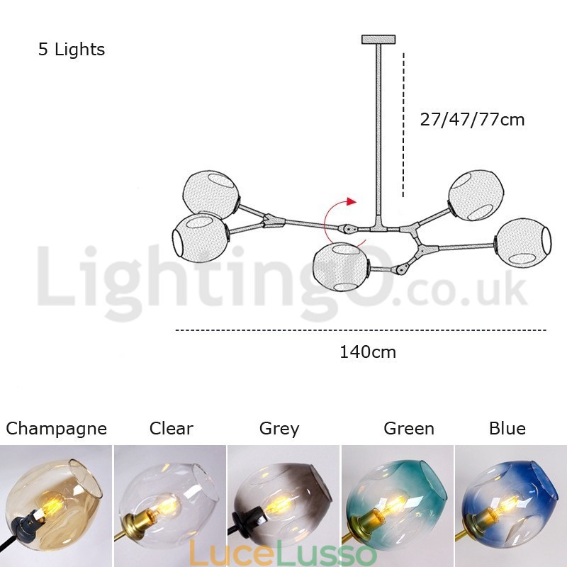 Lampadario in vetro moderno nordico Magic Bean Lampadario molecolare