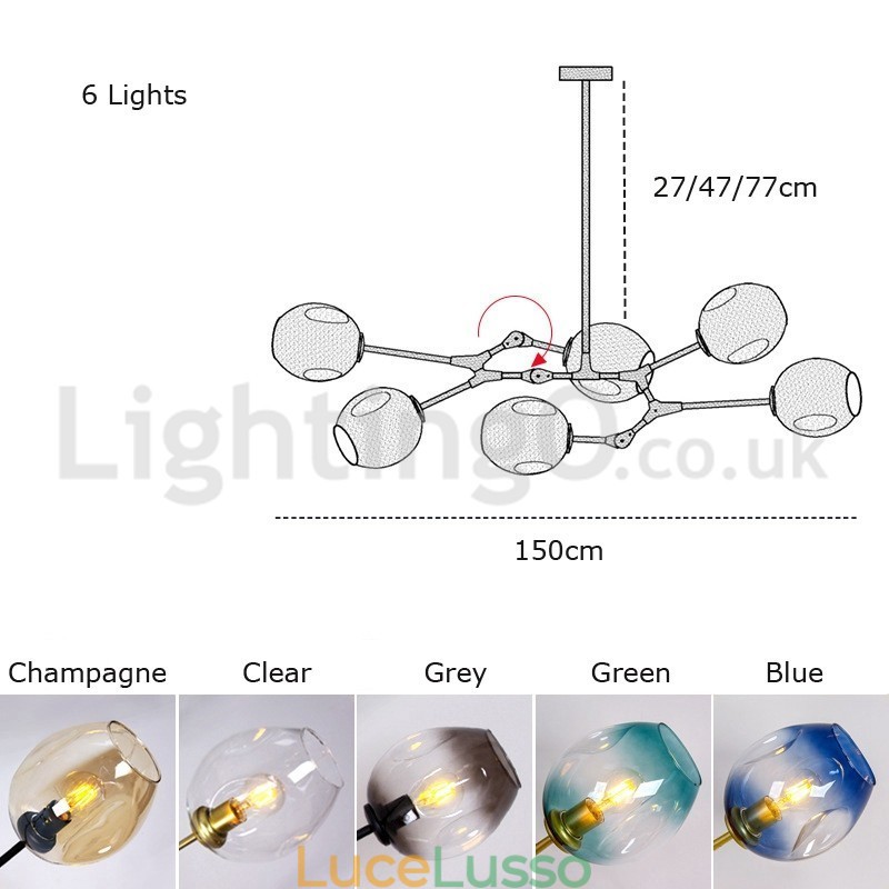 Lampadario in vetro moderno nordico Magic Bean Lampadario molecolare