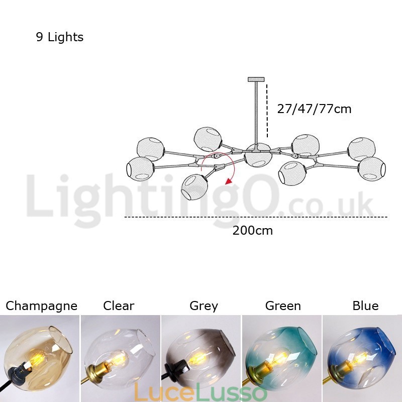 Lampadario in vetro moderno nordico Magic Bean Lampadario molecolare