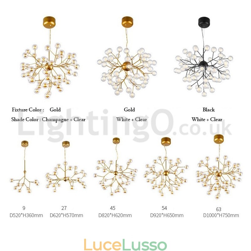 Lampadario in vetro a bolle molecolari postmoderne nordiche