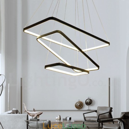 Lampada a sospensione dimmerabile con telecomando Design moderno Tre rettangoli Lampada a sospensione dimmerabile con telecomando Design moderno Tre rettangoli