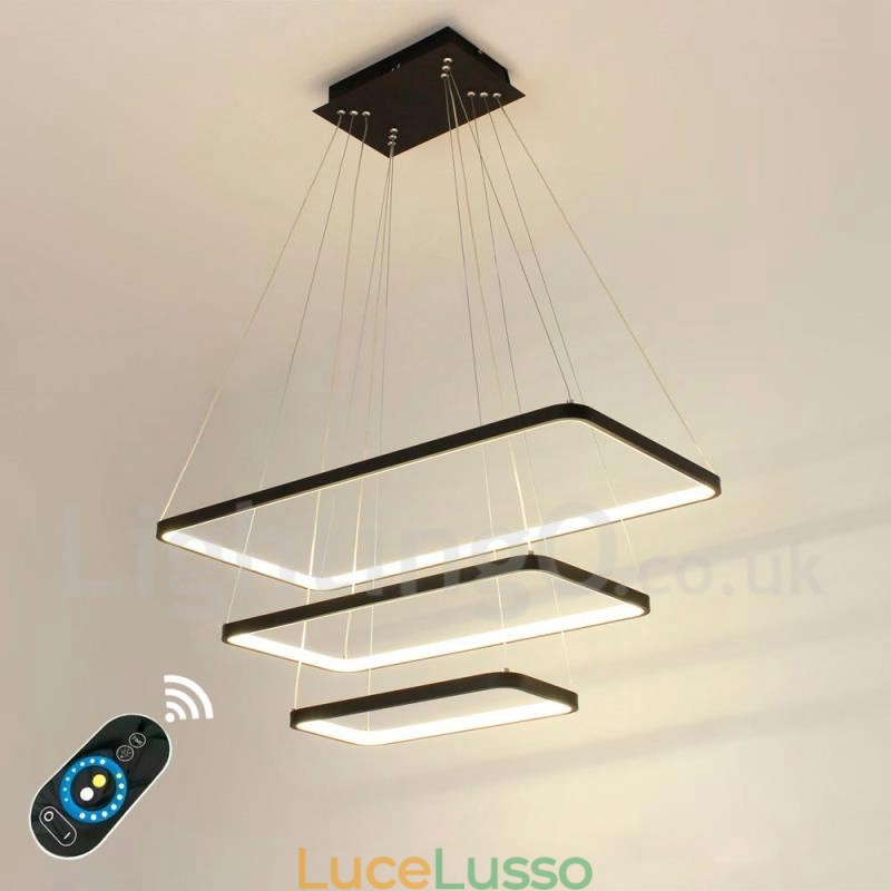 Lampada a sospensione dimmerabile con telecomando Design moderno Tre rettangoli