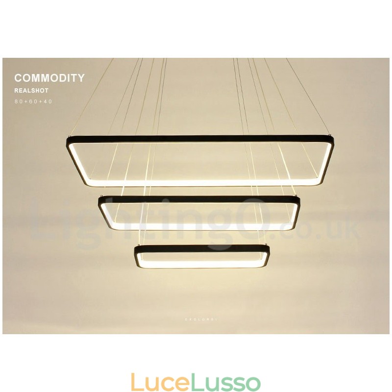 Lampada a sospensione dimmerabile con telecomando Design moderno Tre rettangoli