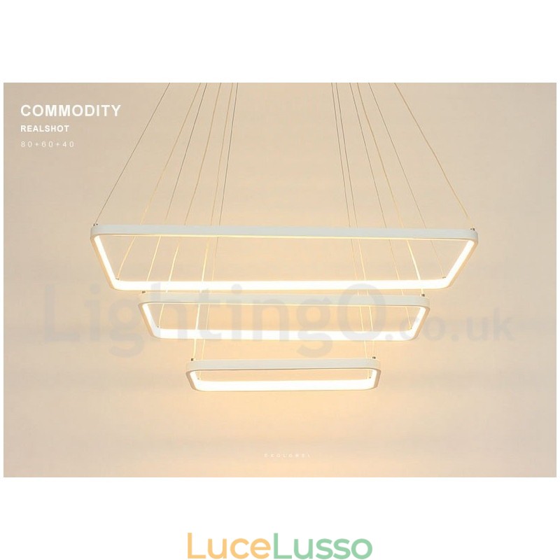 Lampada a sospensione dimmerabile con telecomando Design moderno Tre rettangoli