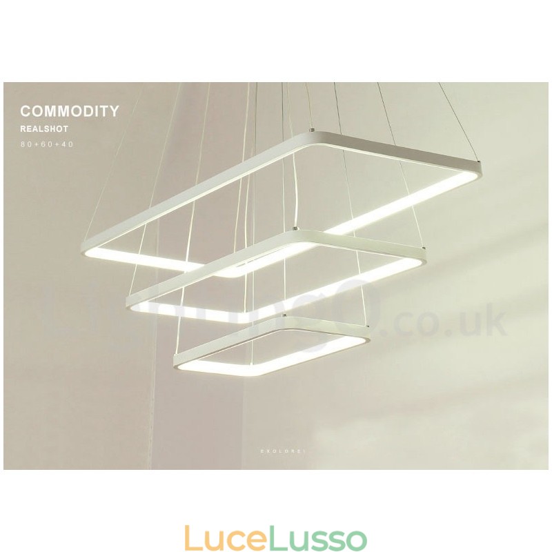 Lampada a sospensione dimmerabile con telecomando Design moderno Tre rettangoli