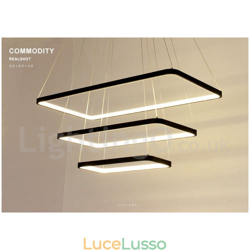 Lampada a sospensione dimmerabile con telecomando Design moderno Tre rettangoli