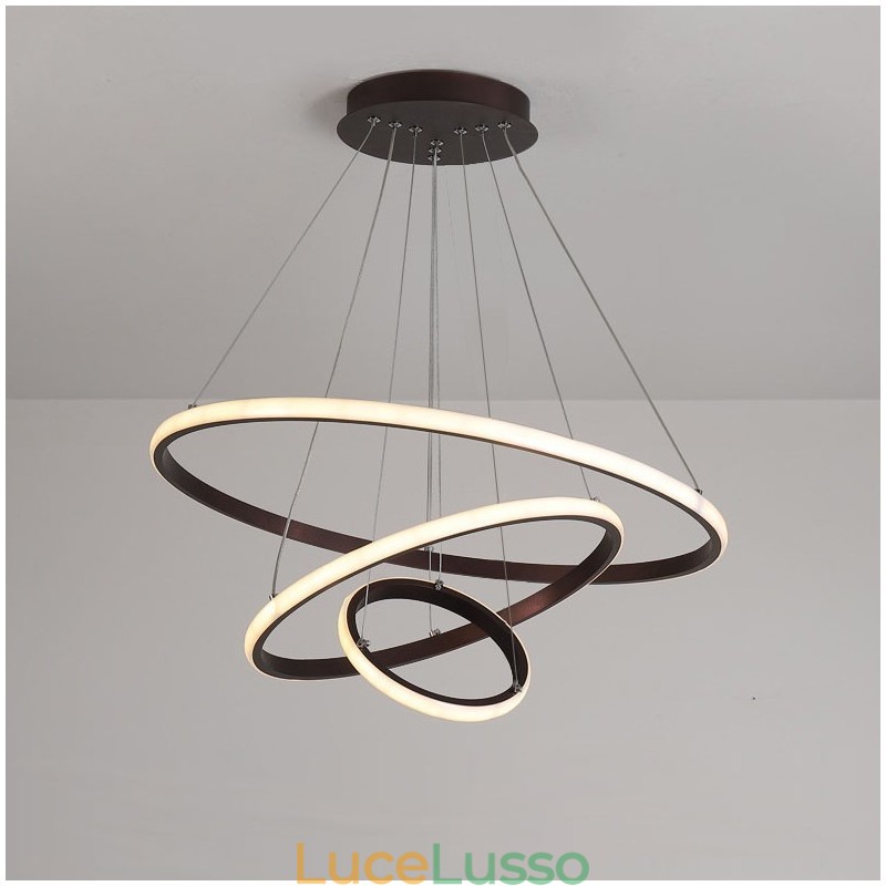 Lampada a sospensione dimmerabile Outside the Circles con telecomando, design moderno, anelli