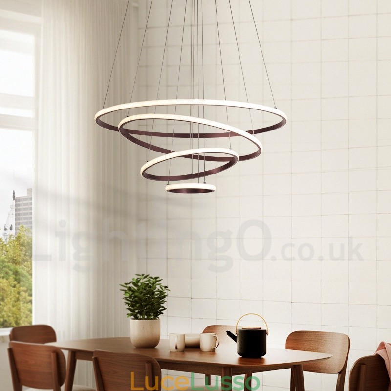 Lampada a sospensione dimmerabile Outside the Circles con telecomando, design moderno, anelli