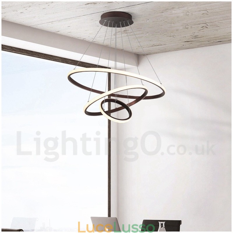Lampada a sospensione dimmerabile Outside the Circles con telecomando, design moderno, anelli