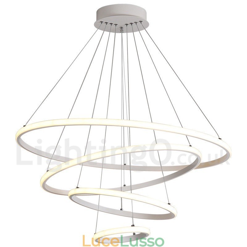Lampada a sospensione dimmerabile Outside the Circles con telecomando, design moderno, anelli
