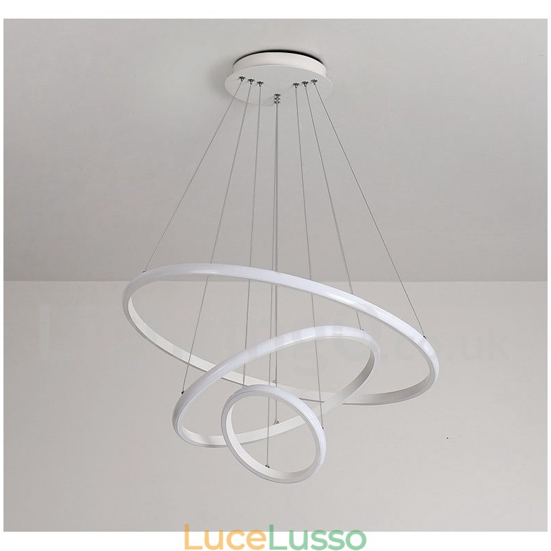 Lampada a sospensione dimmerabile Outside the Circles con telecomando, design moderno, anelli