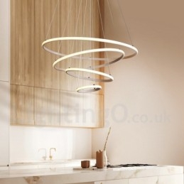 Lampada a sospensione dimmerabile Outside the Circles con telecomando, design moderno, anelli