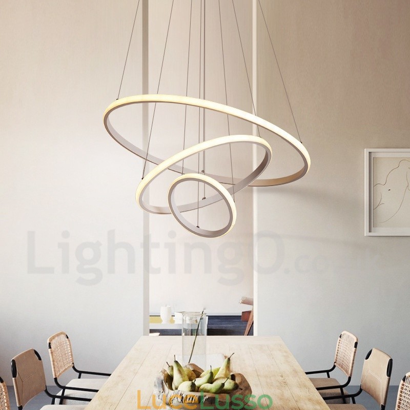 Lampada a sospensione dimmerabile Outside the Circles con telecomando, design moderno, anelli