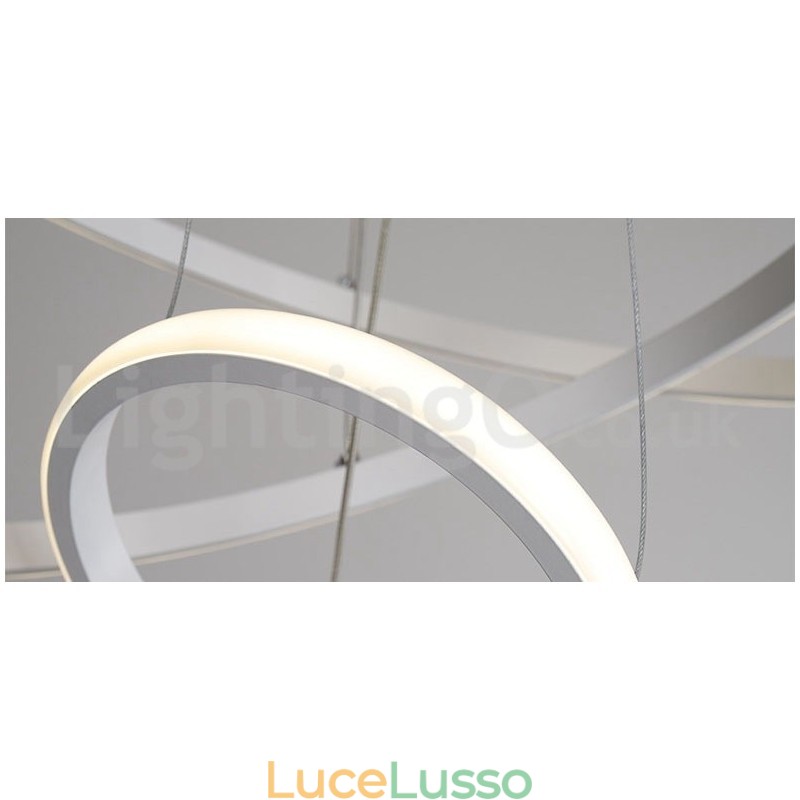 Lampada a sospensione dimmerabile Outside the Circles con telecomando, design moderno, anelli