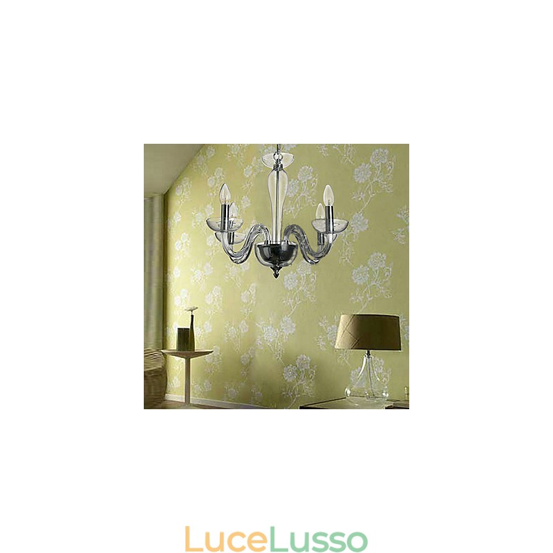 Lampada a sospensione in cristallo a 4 luci con lampadina a candela