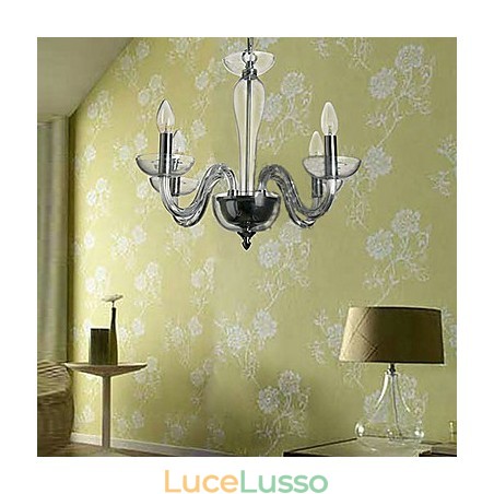 Lampada a sospensione in cristallo a 4 luci con lampadina a candela