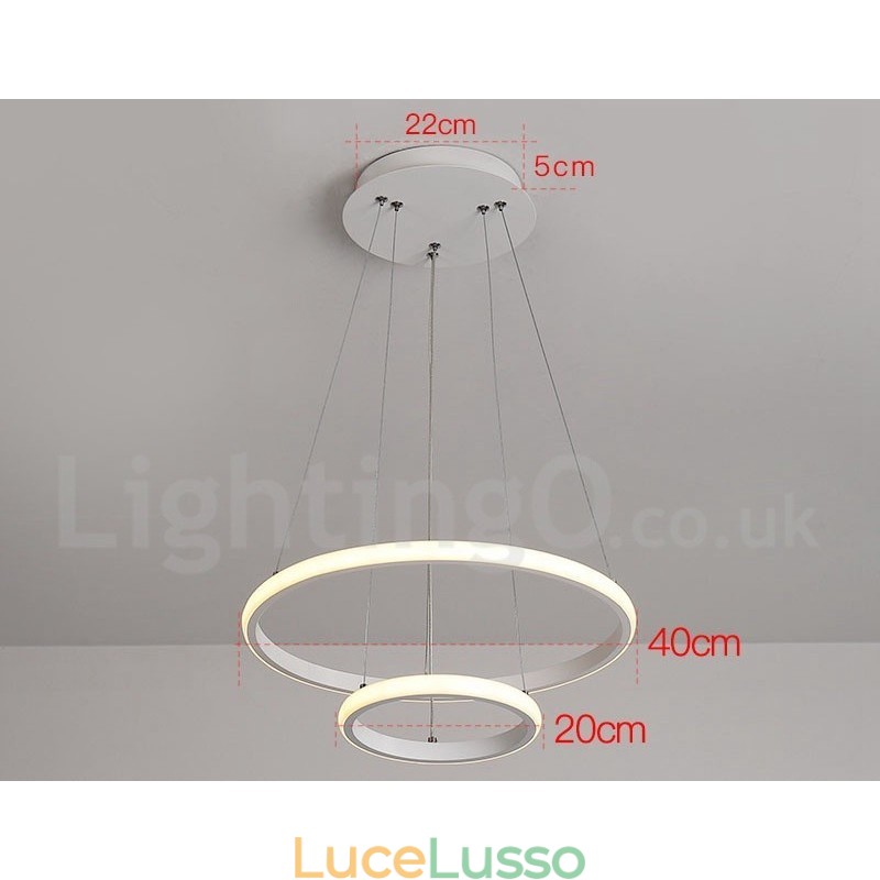 Lampada a sospensione dimmerabile Outside the Circles con telecomando, design moderno, anelli