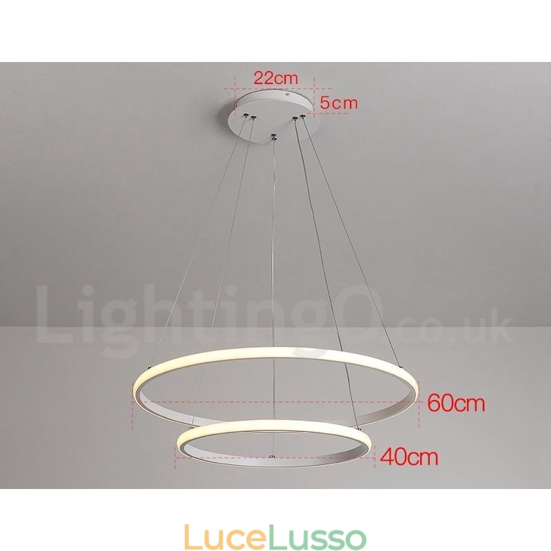 Lampada a sospensione dimmerabile Outside the Circles con telecomando, design moderno, anelli