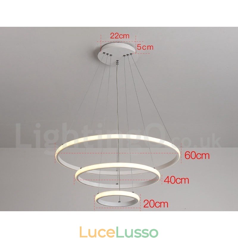 Lampada a sospensione dimmerabile Outside the Circles con telecomando, design moderno, anelli