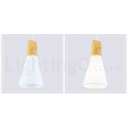 Lampada a sospensione moderna in legno con 1 luce e 3 luci e paralume in tessuto