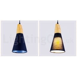 Lampada a sospensione moderna in legno con 1 luce e 3 luci e paralume in tessuto