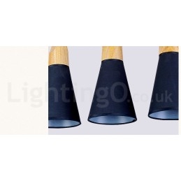 Lampada a sospensione moderna in legno con 1 luce e 3 luci e paralume in tessuto