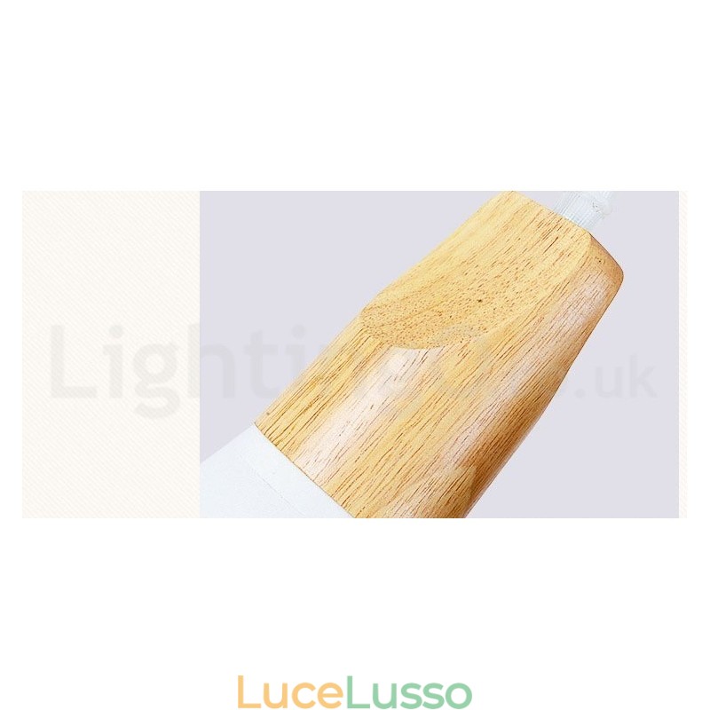 Lampada a sospensione moderna in legno con 1 luce e 3 luci e paralume in tessuto