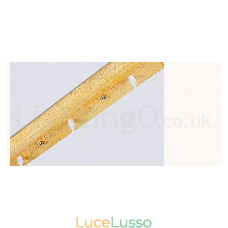 Lampada a sospensione moderna in legno con 1 luce e 3 luci e paralume in tessuto