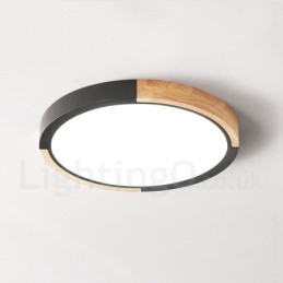 Lampada da soffitto rotonda in legno multicolore ultra sottile con paralume in legno massello e acrilico, stile nordico