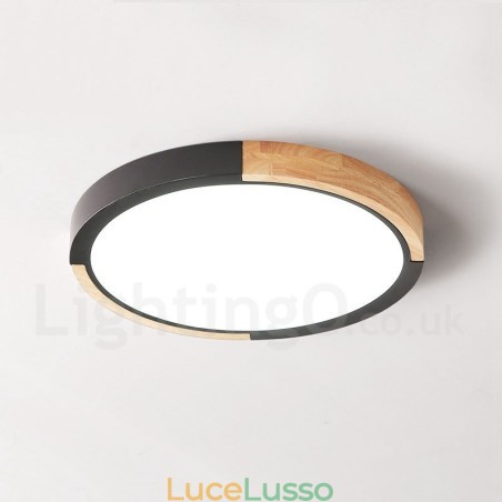 Lampada da soffitto rotonda in legno multicolore ultra sottile con paralume in legno massello e acrilico, stile nordico Lampada da soffitto rotonda in legno multicolore ultra sottile con paralume in legno massello e acrilico, stile nordico