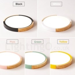 Lampada da soffitto rotonda in legno multicolore ultra sottile con paralume in legno massello e acrilico, stile nordico