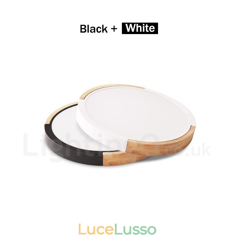 Lampada da soffitto rotonda in legno multicolore ultra sottile con paralume in legno massello e acrilico, stile nordico