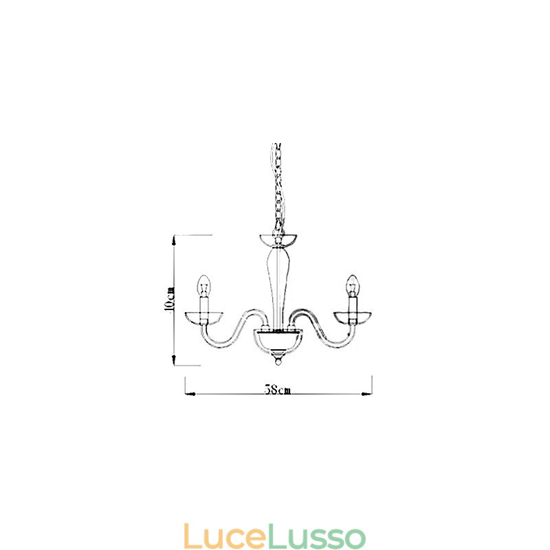 Lampada a sospensione in cristallo a 4 luci con lampadina a candela