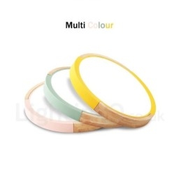 Lampada da soffitto rotonda in legno multicolore ultra sottile con paralume in legno massello e acrilico, stile nordico
