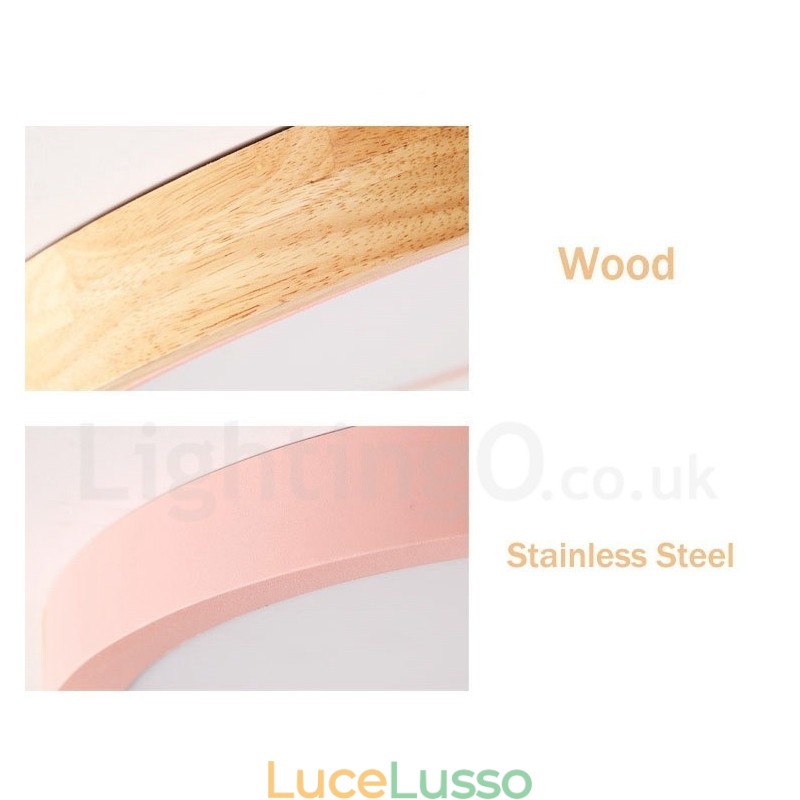 Lampada da soffitto rotonda in legno multicolore ultra sottile con paralume in legno massello e acrilico, stile nordico