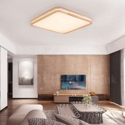 Lampada da soffitto in legno massello con paralume in acrilico, stile nordico, rotonda, quadrata e rettangolare, ultra sottile