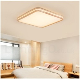 Lampada da soffitto in legno massello con paralume in acrilico, stile nordico, rotonda, quadrata e rettangolare, ultra sottile