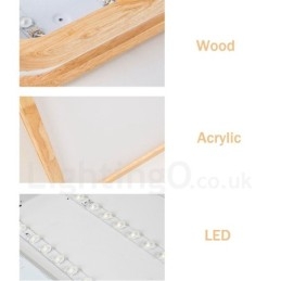 Lampada da soffitto in legno massello con paralume in acrilico, stile nordico, rotonda, quadrata e rettangolare, ultra sottile