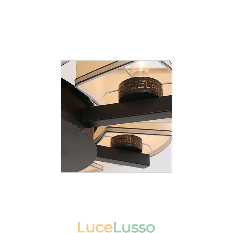 Lampadario in stile cinese in ferro e rame, imitazione lampade ad aria