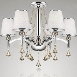 Lampadario moderno contemporaneo in metallo cromato e cristallo