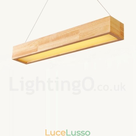 Lampada a sospensione lunga moderna in legno Lampada a sospensione lunga moderna in legno