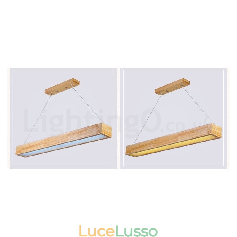 Lampada a sospensione lunga moderna in legno