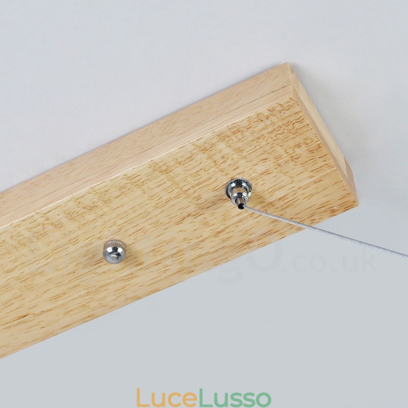 Lampada a sospensione lunga moderna in legno