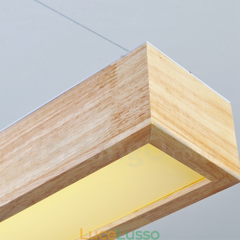 Lampada a sospensione lunga moderna in legno