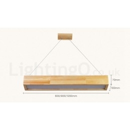 Lampada a sospensione lunga moderna in legno