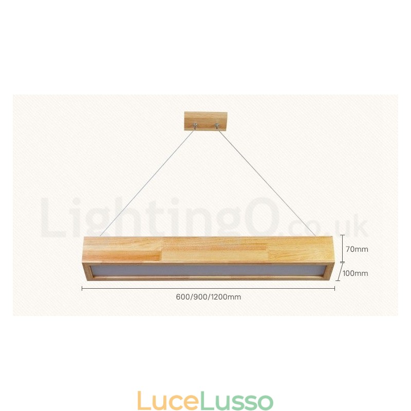Lampada a sospensione lunga moderna in legno