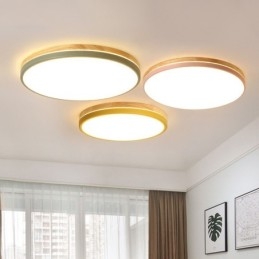 Lampada da soffitto rotonda in legno multicolore ultra sottile dimmerabile con paralume in acrilico Lampada da soffitto in stile nordico