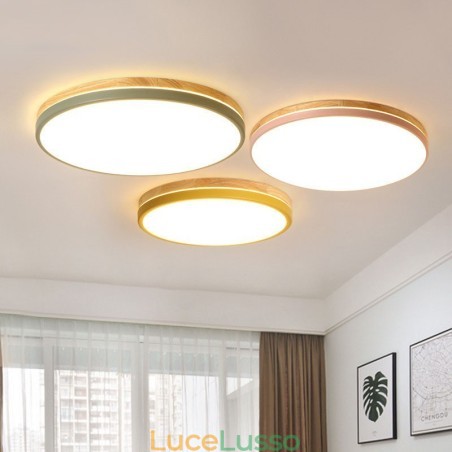 Lampada da soffitto rotonda in legno multicolore ultra sottile dimmerabile con paralume in acrilico Lampada da soffitto in stile nordico Lampada da soffitto rotonda in legno multicolore ultra sottile dimmerabile con paralume in acrilico Lampada da soffitto in stile nordico