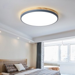 Lampada da soffitto rotonda in legno multicolore ultra sottile dimmerabile con paralume in acrilico Lampada da soffitto in stile nordico